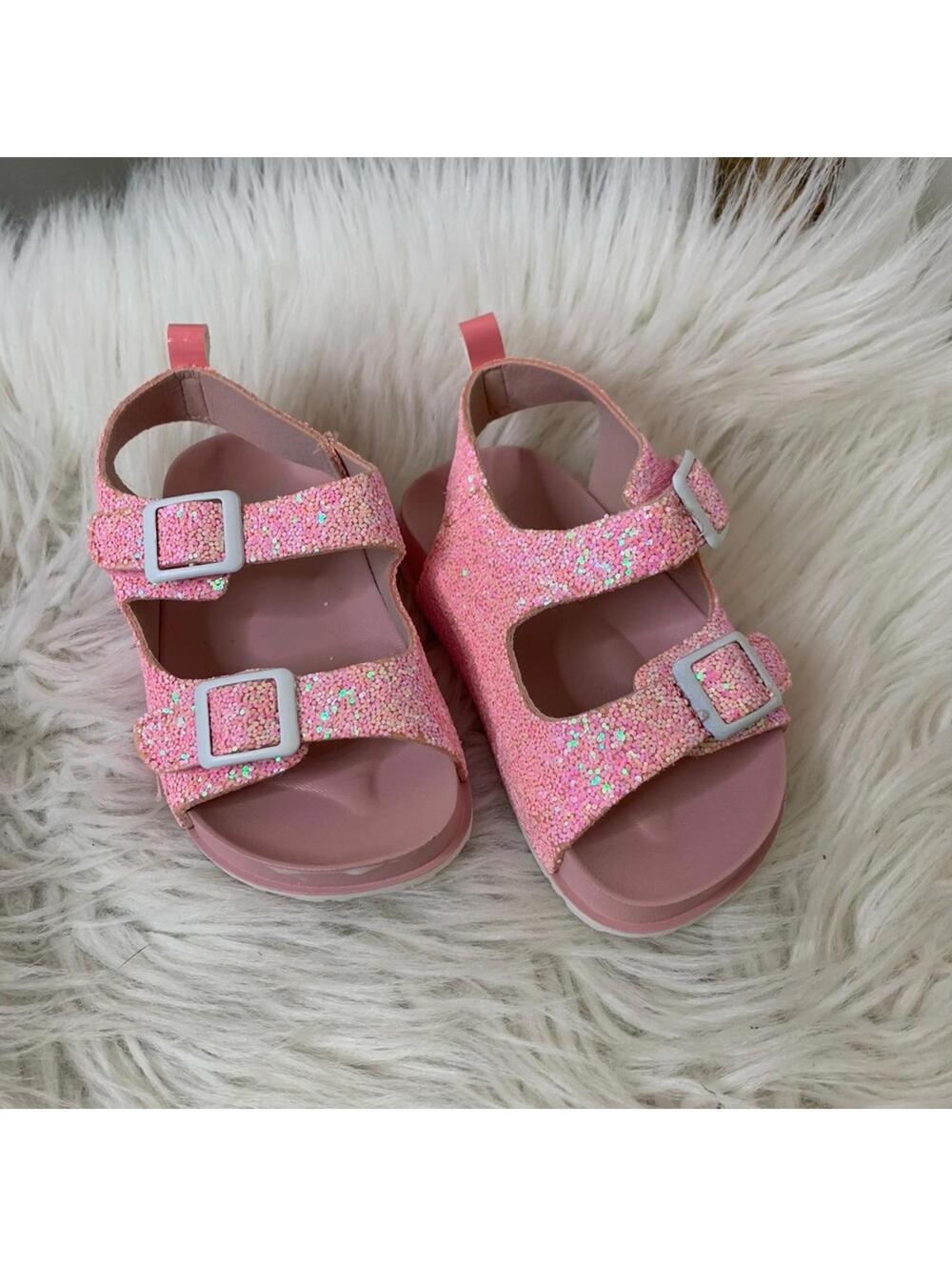 First Steps Glittery Pink Kids Sandals Size 6